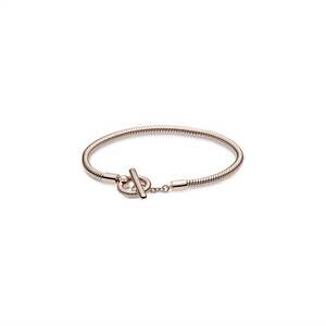 NEW PANDORA moments t-bar snake chain bracelet - 7.5" in rose